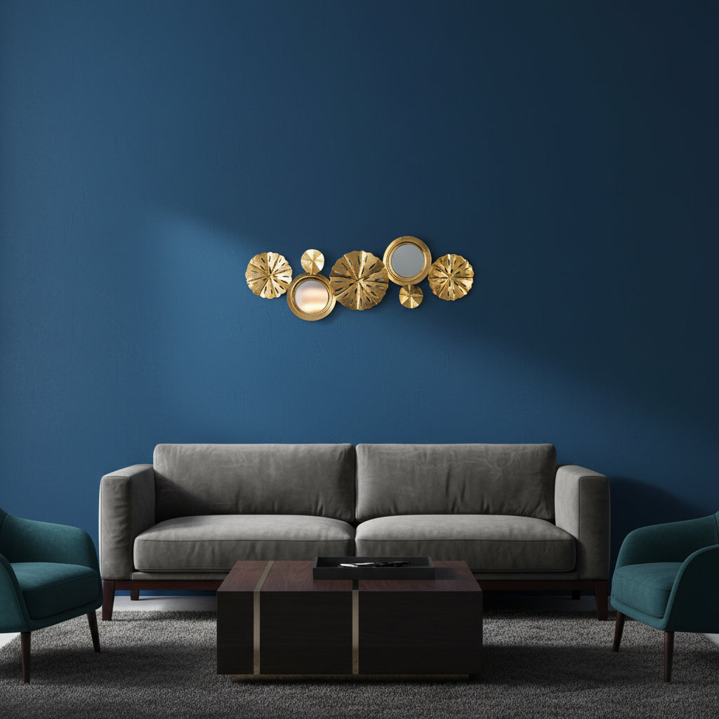 Golden Radiance Wall Art with Mirrors-WA44