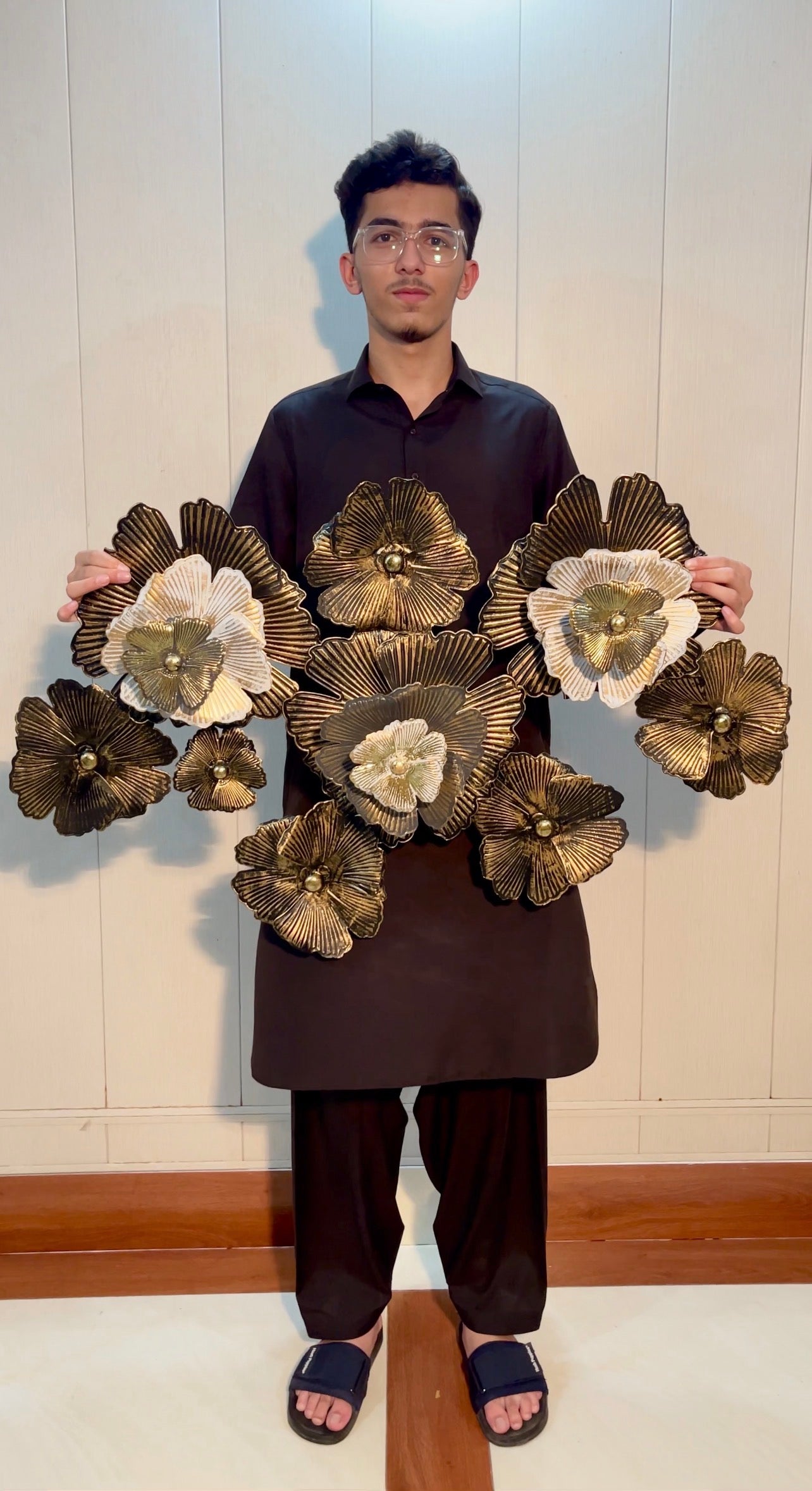 Black Floral Metal Wall Art-WA1