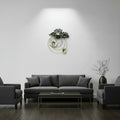 Round Golden Wall Element with Black & White Flowers-WA20