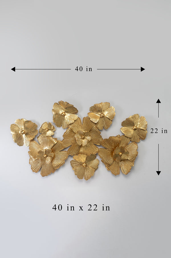 Golden Floral Metal Wall Art
