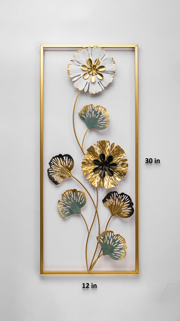(27X12 INCH) Premium Quality Metal Flower Frame Art-(F10) Elegant Decorative Wall
