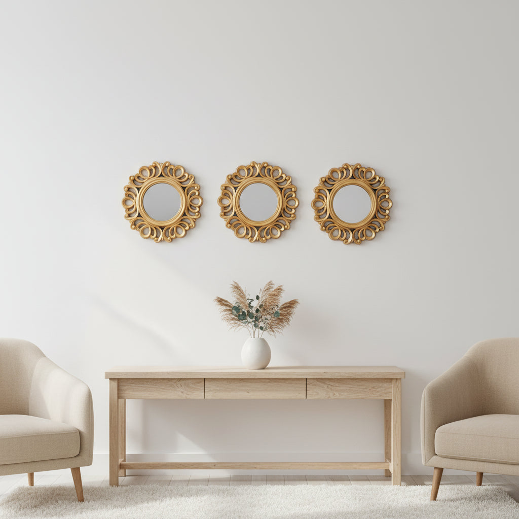 3 Baroque Style Gold Wall Mirrors-WM4
