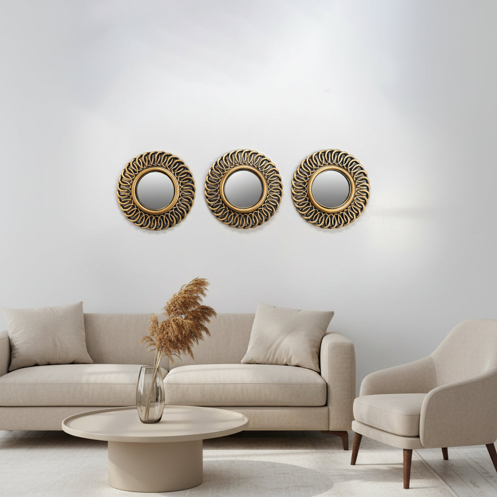 3 Ornate Copper Wall Mirrors-WM3