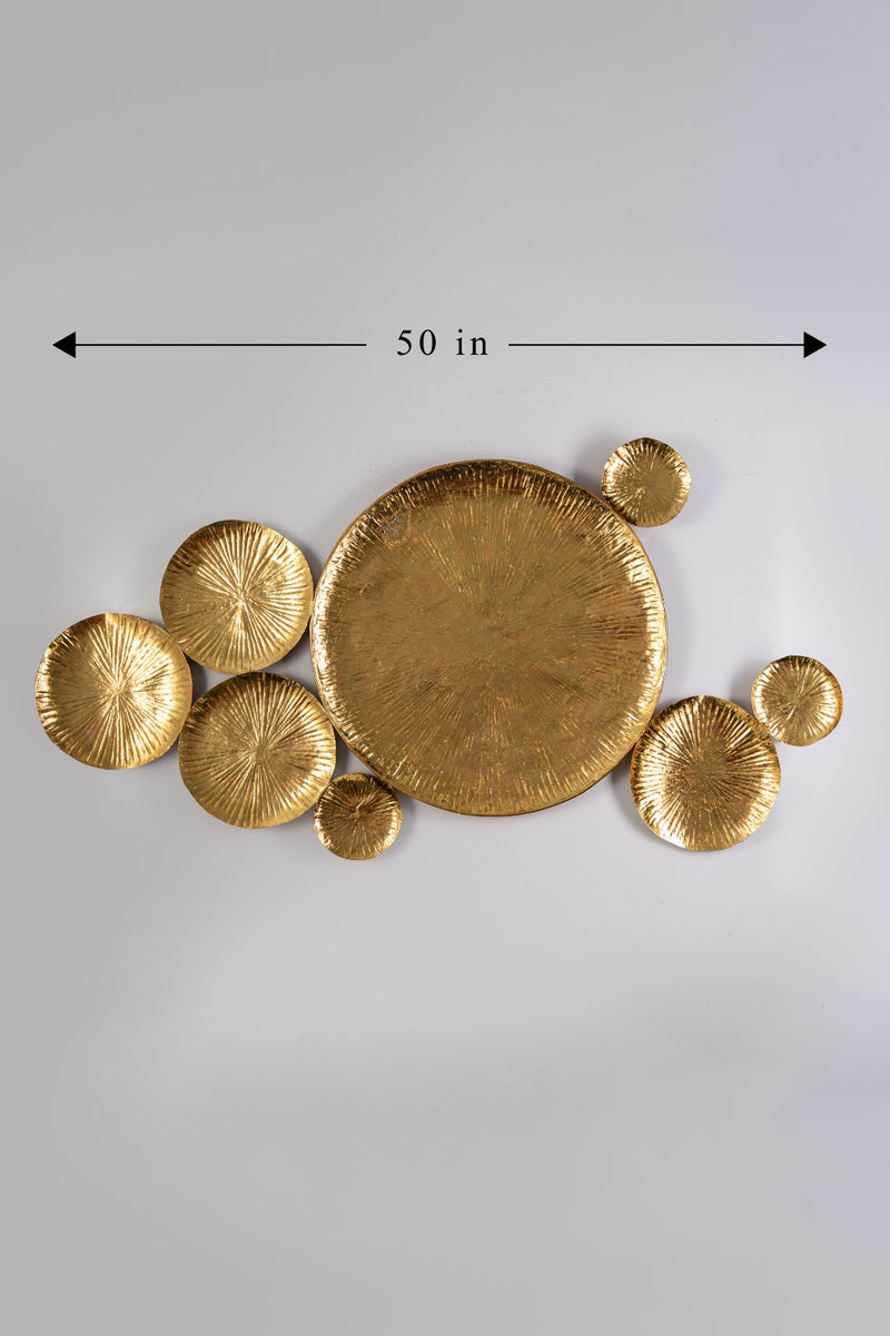 Luxe Golden Metallic Wall Art – Radiant Disc Cluster