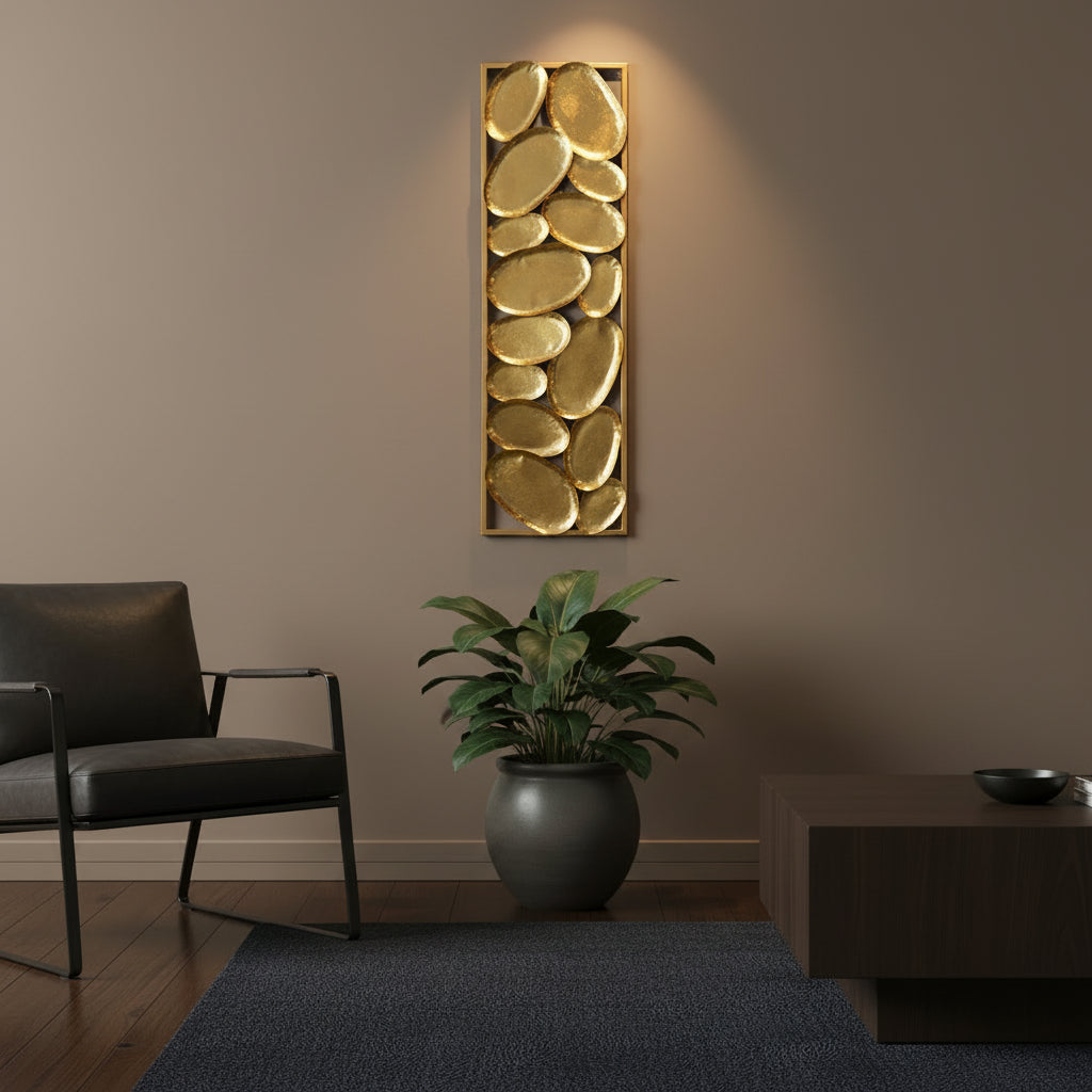 Golden Pebble Wall Art Panel-WA30