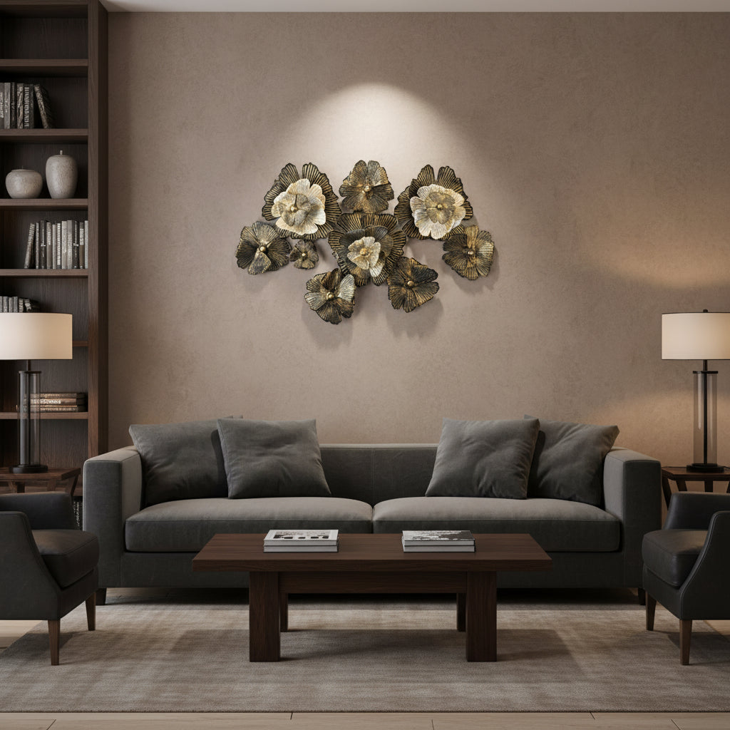 Black Floral Metal Wall Art-WA1