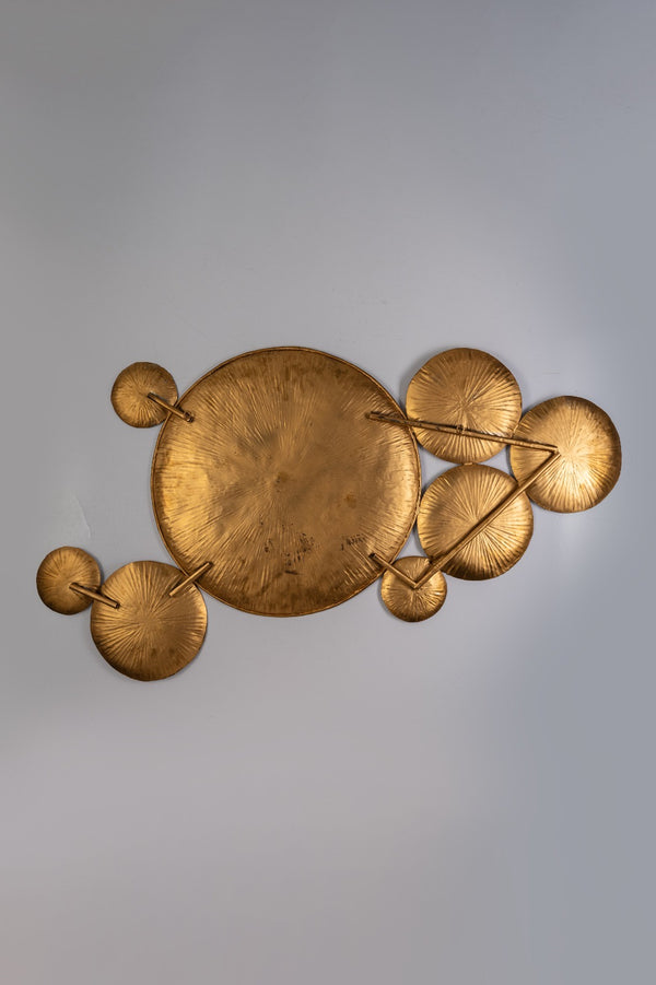 Luxe Golden Metallic Wall Art – Radiant Disc Cluster