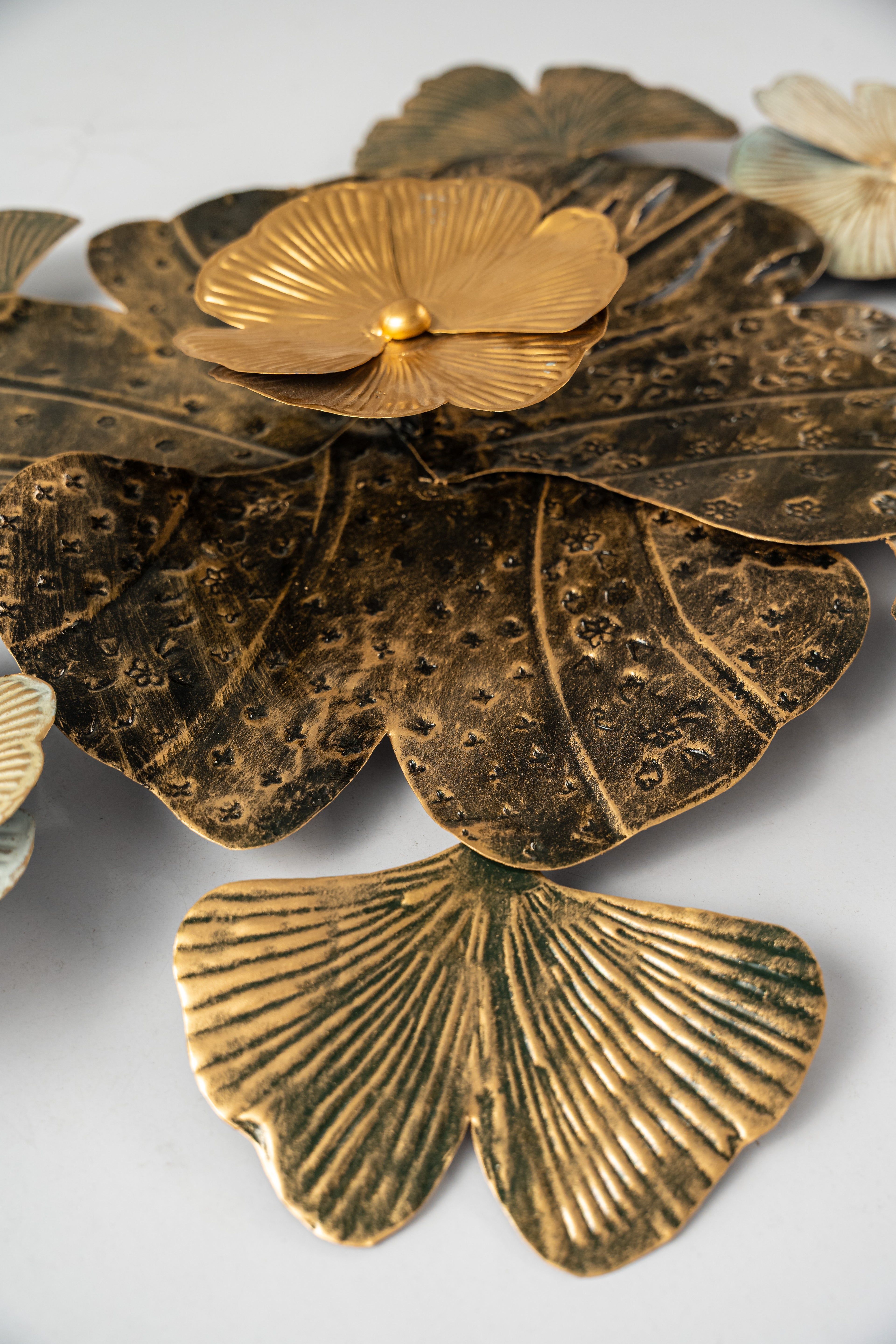 Metal Floral Wall Art – Gold & Black (60" x 23")-WA50