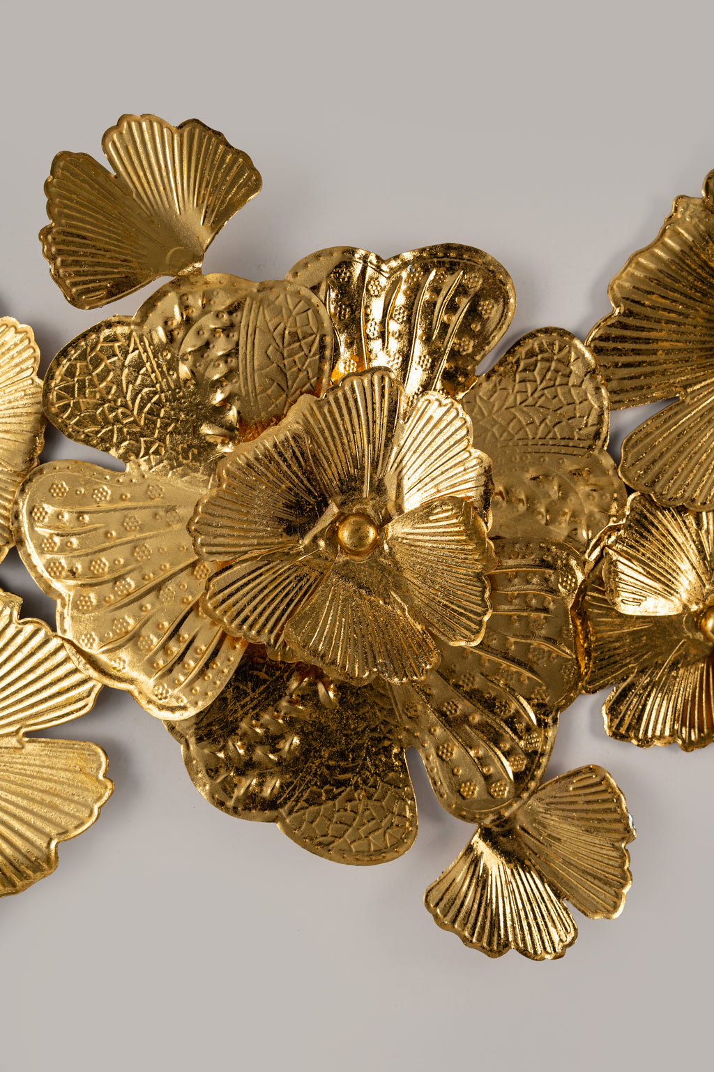 Golden Bloom Metal Wall Art Sculpture – Handcrafted Floral Design (45" x 24")-WA52