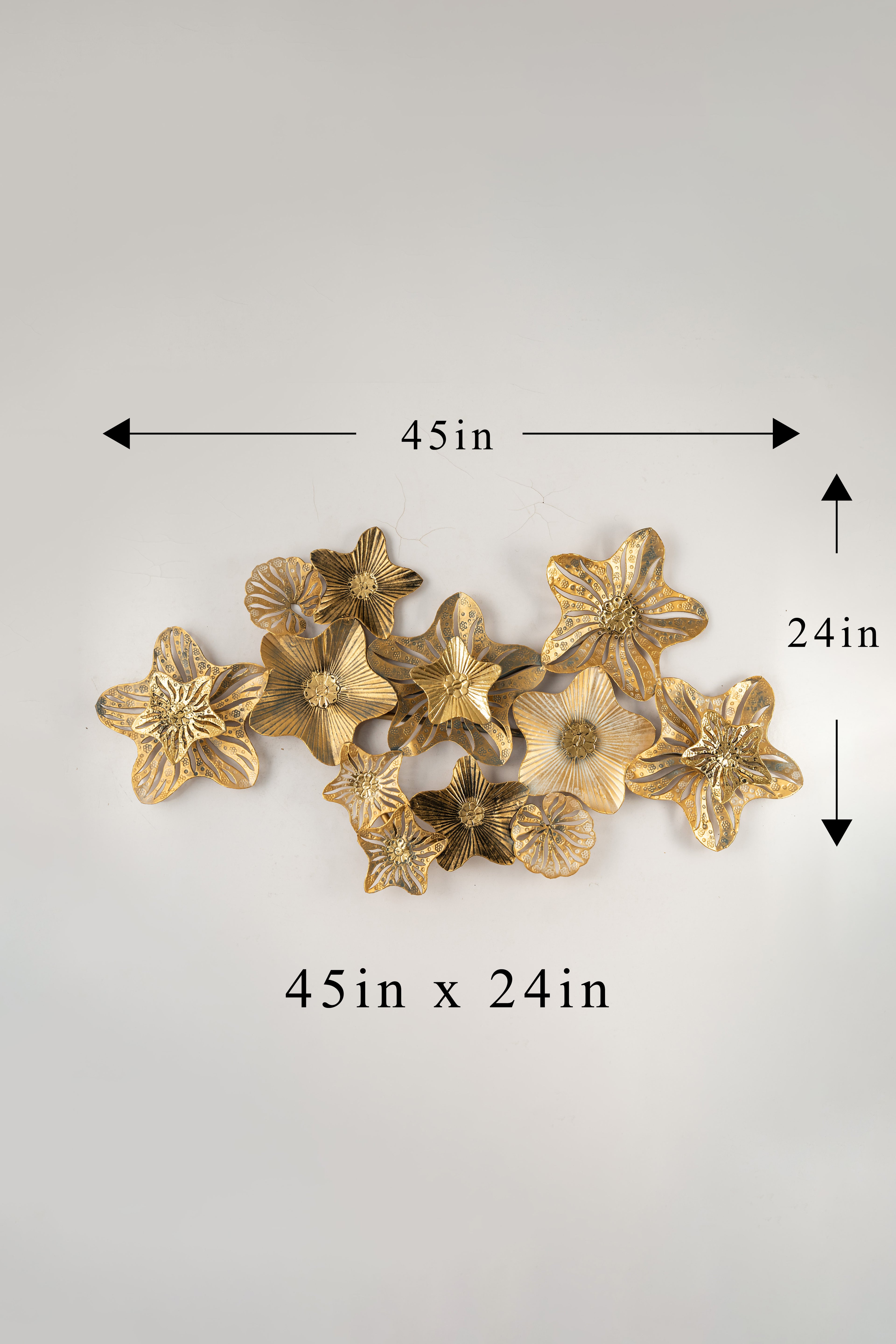 Aurevia Floral Gold Wall Art (45" x 24")-WA53