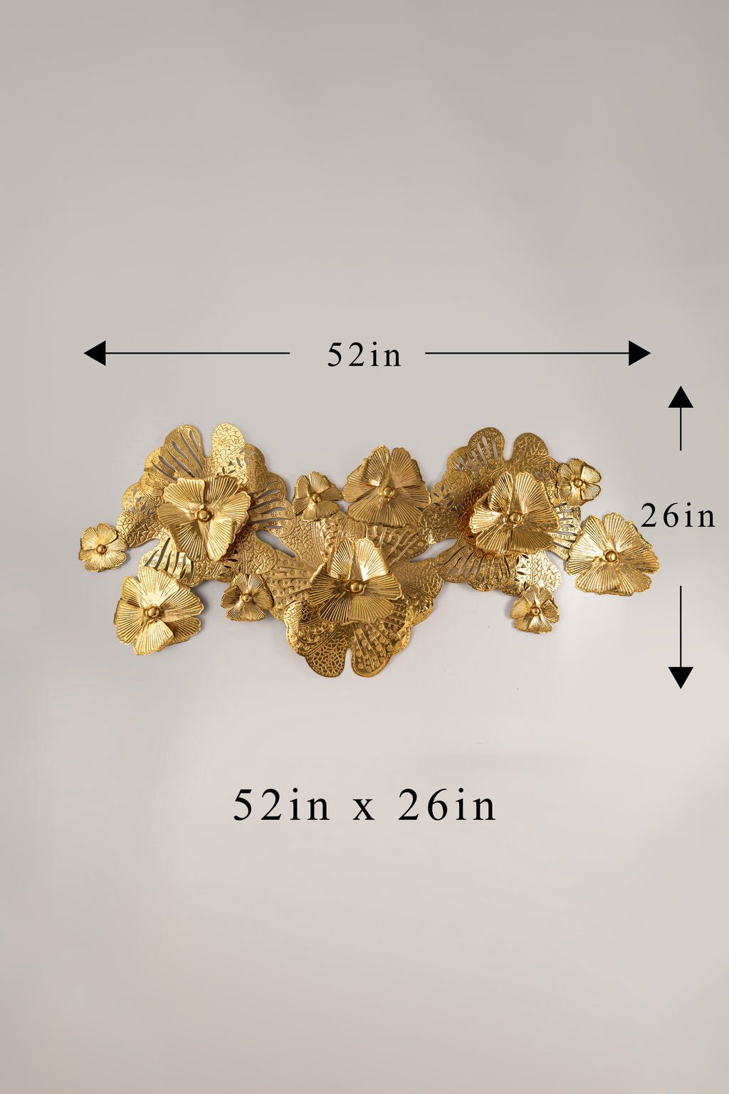 Lustra Gold Floral Metal Wall Art – 52" x 26"-WA54