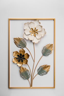 (24x16 INCHES) Premium Quality Metal Flower Frame Art-(F5) Elegant Decorative Wall