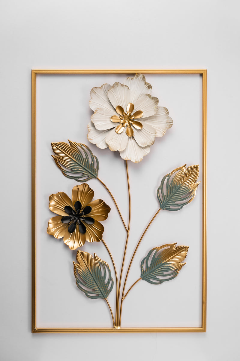 (24x16 INCHES) Premium Quality Metal Flower Frame Art-(F5) Elegant Decorative Wall