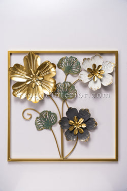 (18X18 INCH) Premium Quality Metal Flower Frame Art-(F1) Elegant Decorative Wall