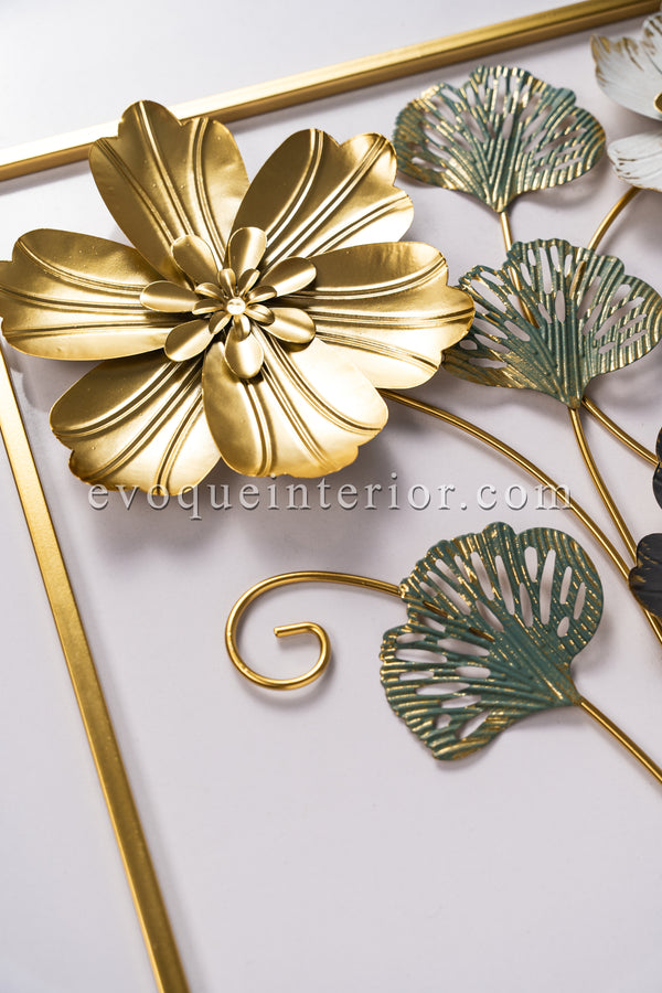 (18X18 INCH) Premium Quality Metal Flower Frame Art-(F1) Elegant Decorative Wall