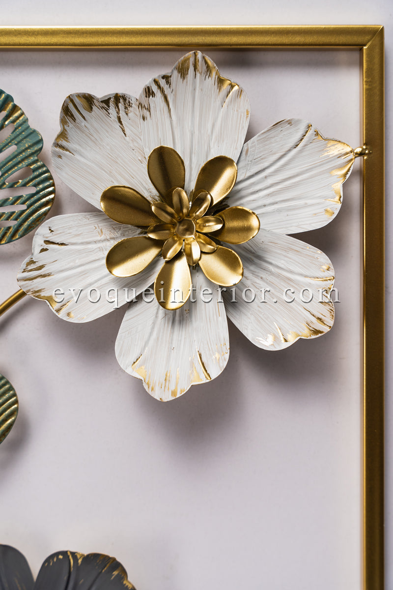 (18X18 INCH) Premium Quality Metal Flower Frame Art-(F1) Elegant Decorative Wall