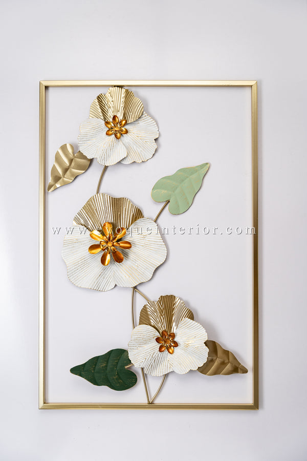 (24x16 INCHES) Premium Quality Metal Flower Frame Art-(F6) Elegant Decorative Wall