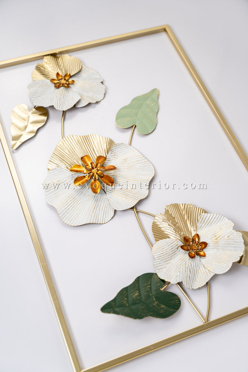 (24x16 INCHES) Premium Quality Metal Flower Frame Art-(F6) Elegant Decorative Wall