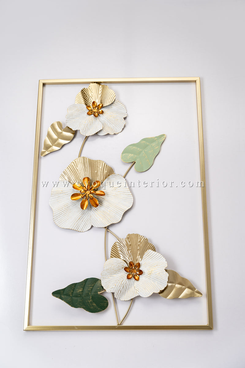 (24x16 INCHES) Premium Quality Metal Flower Frame Art-(F6) Elegant Decorative Wall