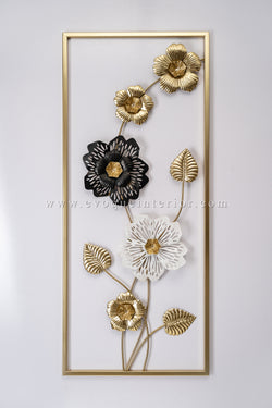 (27X12 INCH) Premium Quality Metal Flower Frame Art-(F9)  Elegant Decorative Wall