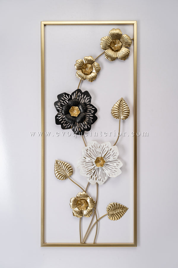 (27X12 INCH) Premium Quality Metal Flower Frame Art-(F9)  Elegant Decorative Wall