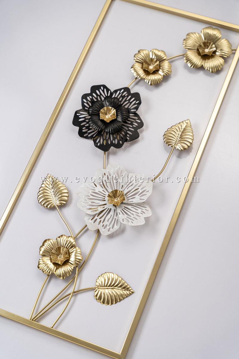 (27X12 INCH) Premium Quality Metal Flower Frame Art-(F9)  Elegant Decorative Wall
