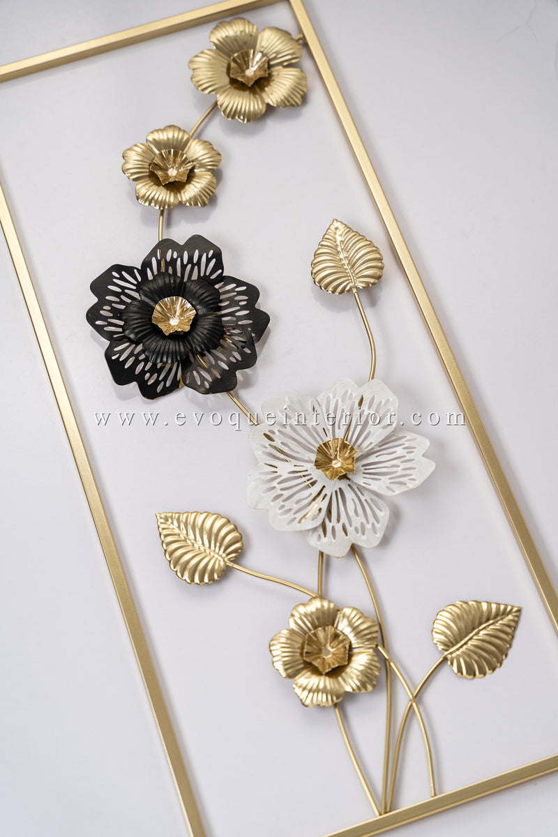 (27X12 INCH) Premium Quality Metal Flower Frame Art-(F9)  Elegant Decorative Wall