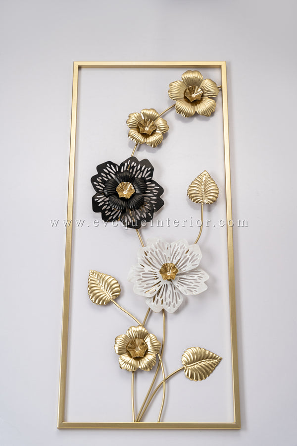 (27X12 INCH) Premium Quality Metal Flower Frame Art-(F9)  Elegant Decorative Wall