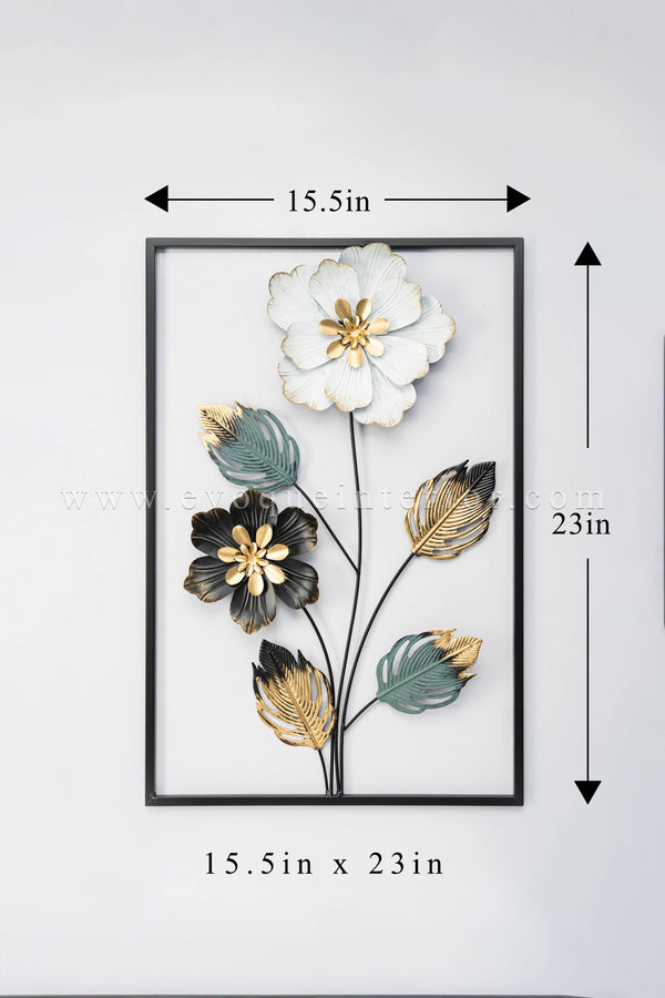 (15.5x23 INCHES) Floral Grace 3D Metal Wall Art-(F20)