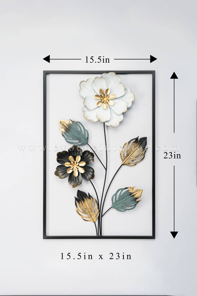 (15.5x23 INCHES) Floral Grace 3D Metal Wall Art-(F20)