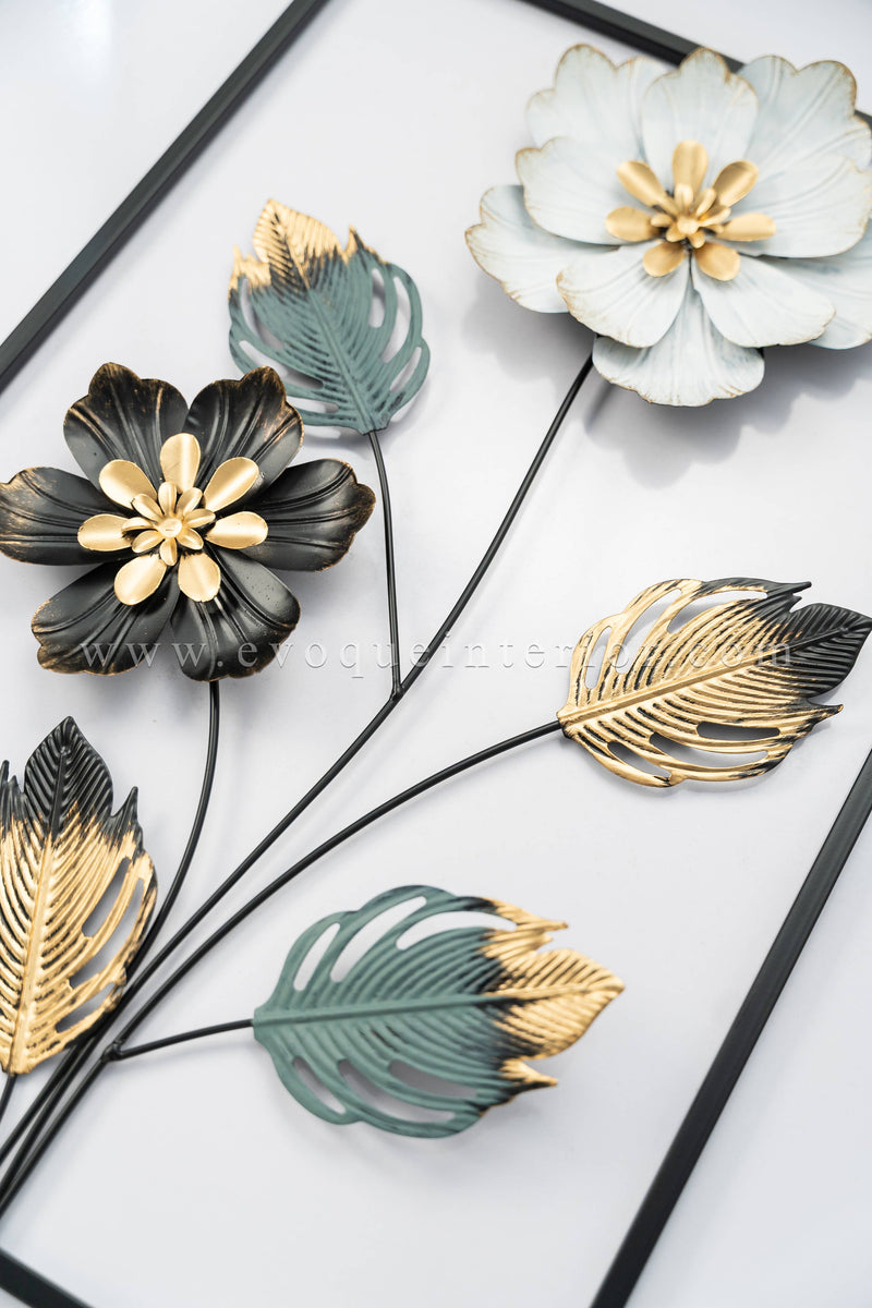 (15.5x23 INCHES) Floral Grace 3D Metal Wall Art-(F20)