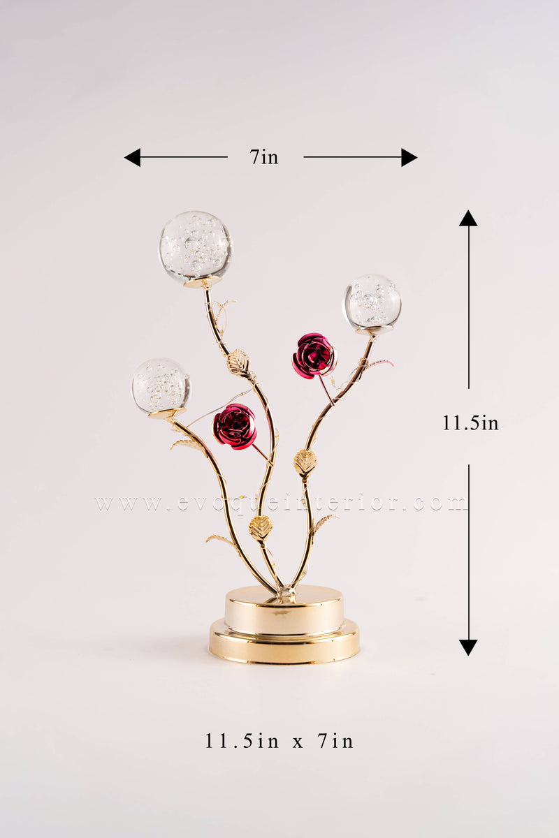 (11.5x7 INCHES) Crystal Rose Table Accent Art-(F18)