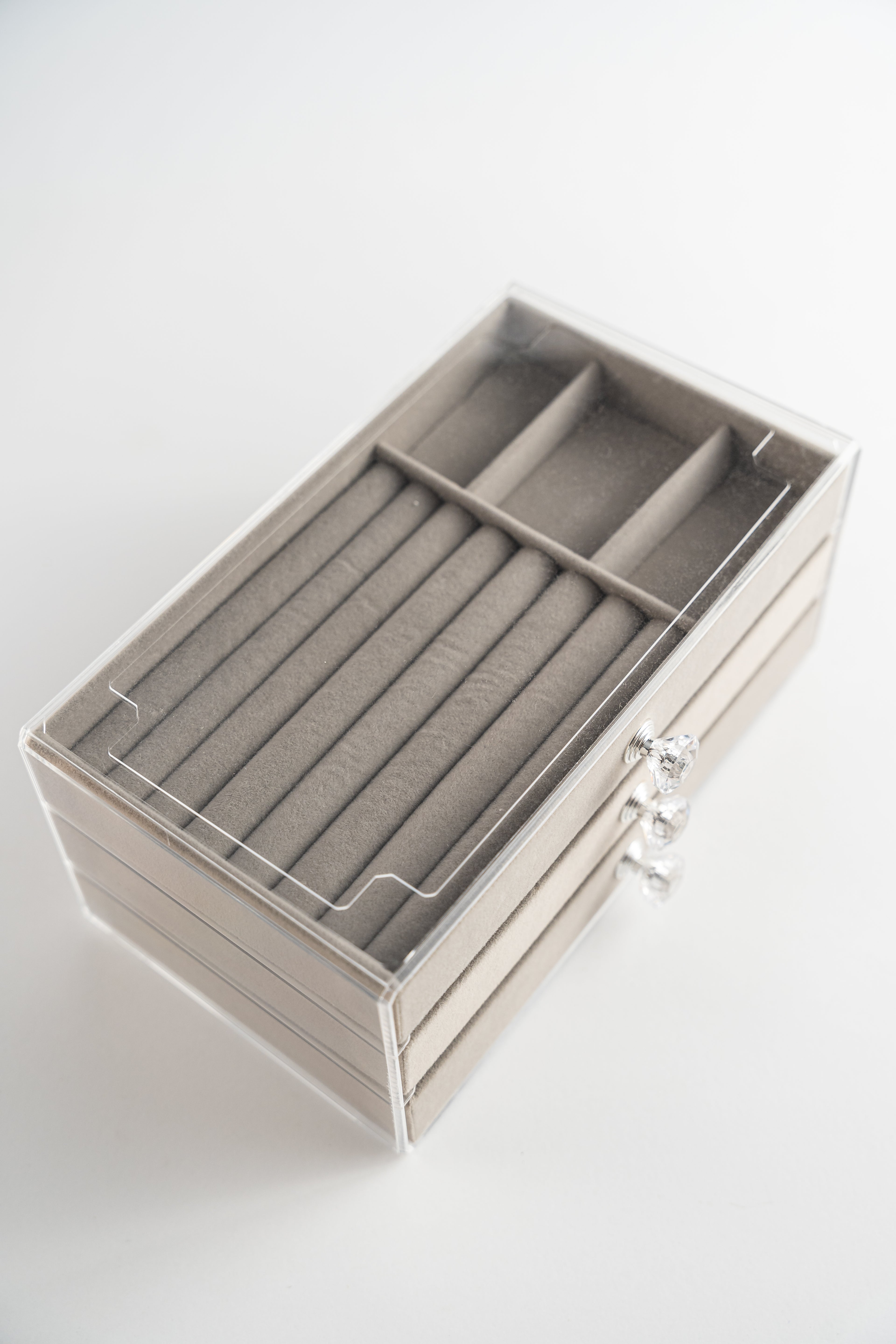 Grey Velvet Jewelry Organizer