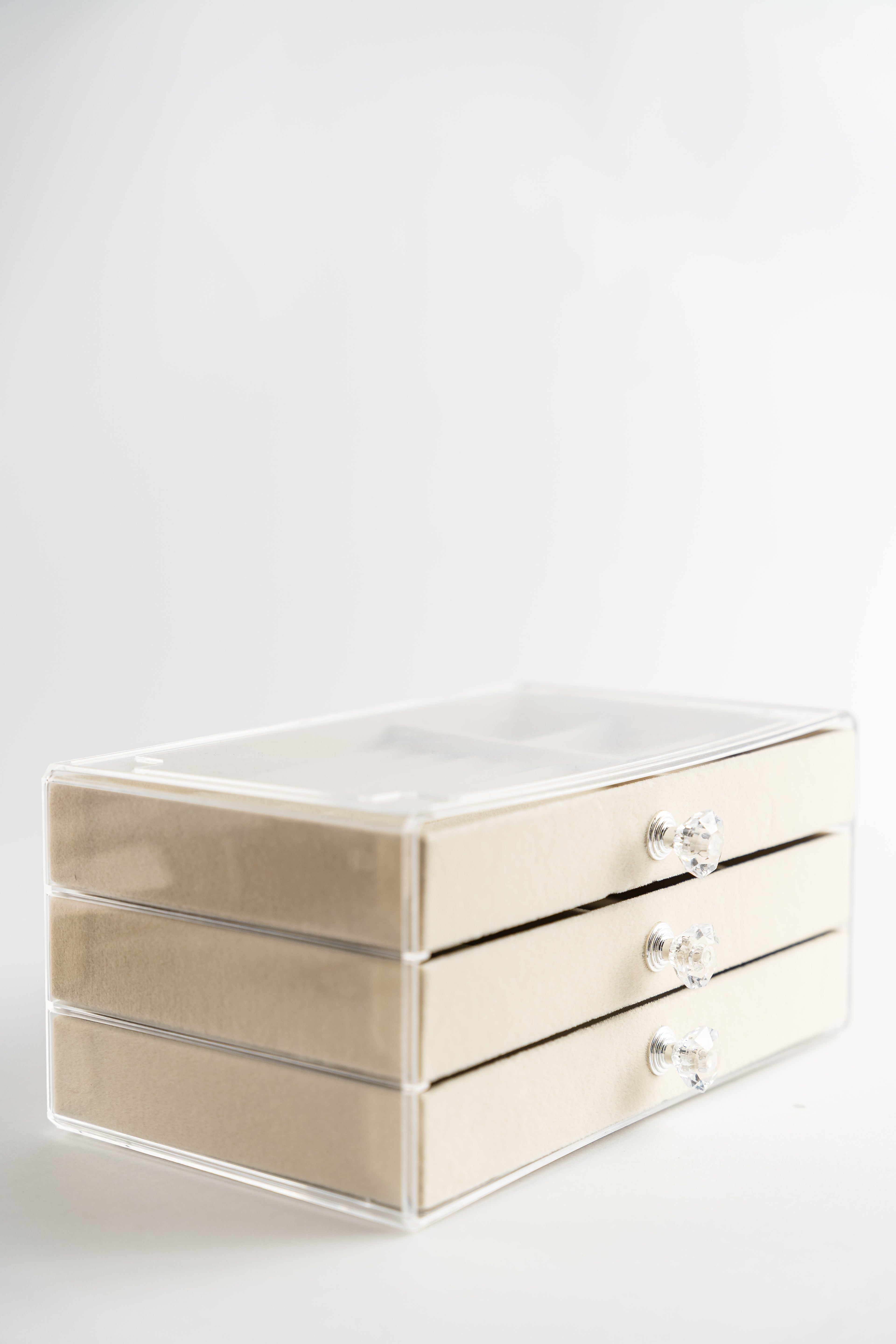 Beige Velvet Jewelry Organizer