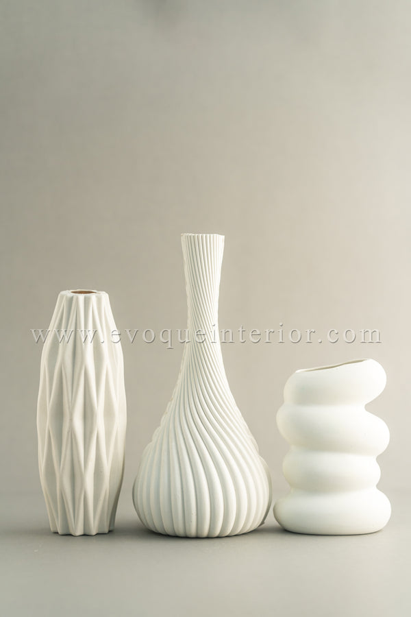Modern Vase Set – Minimalist White Collection (Set of 3)