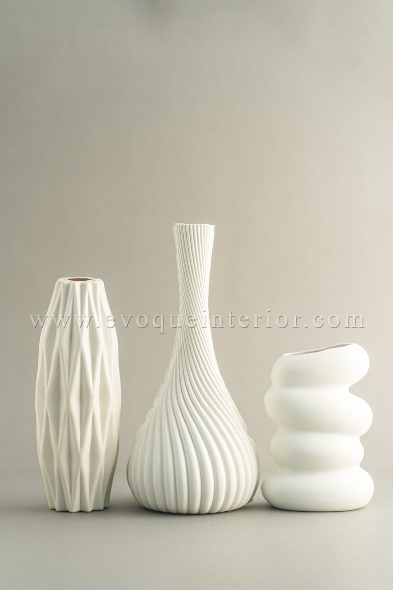 Modern Vase Set – Minimalist White Collection (Set of 3)