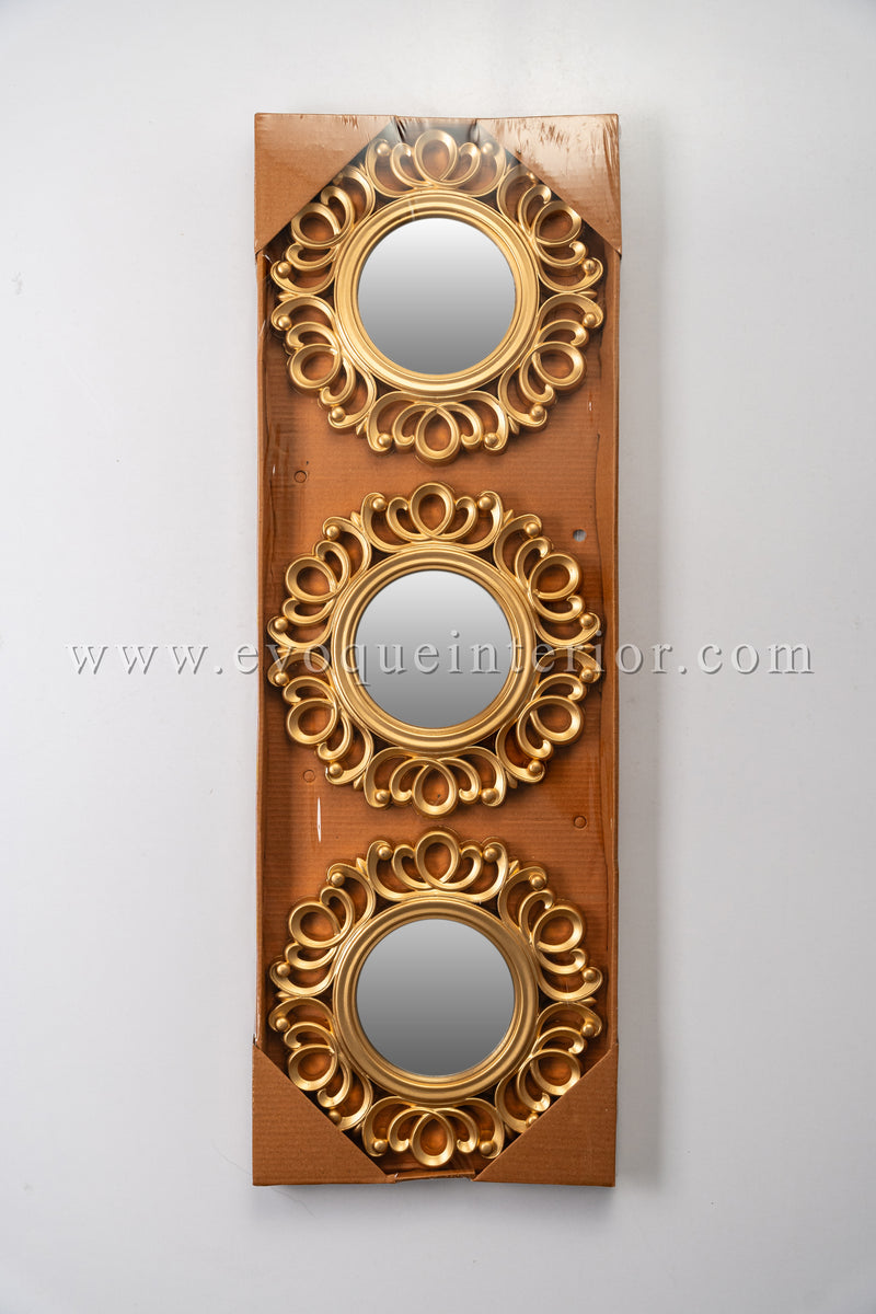 3 Baroque Style Gold Wall Mirrors