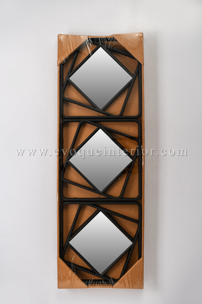 3 Geometric Black Wall Mirrors