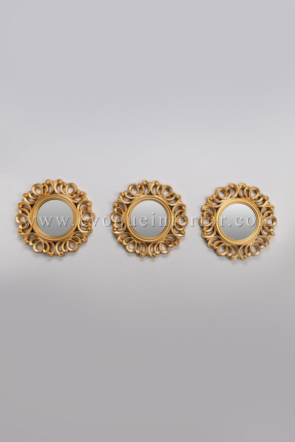 3 Baroque Style Gold Wall Mirrors