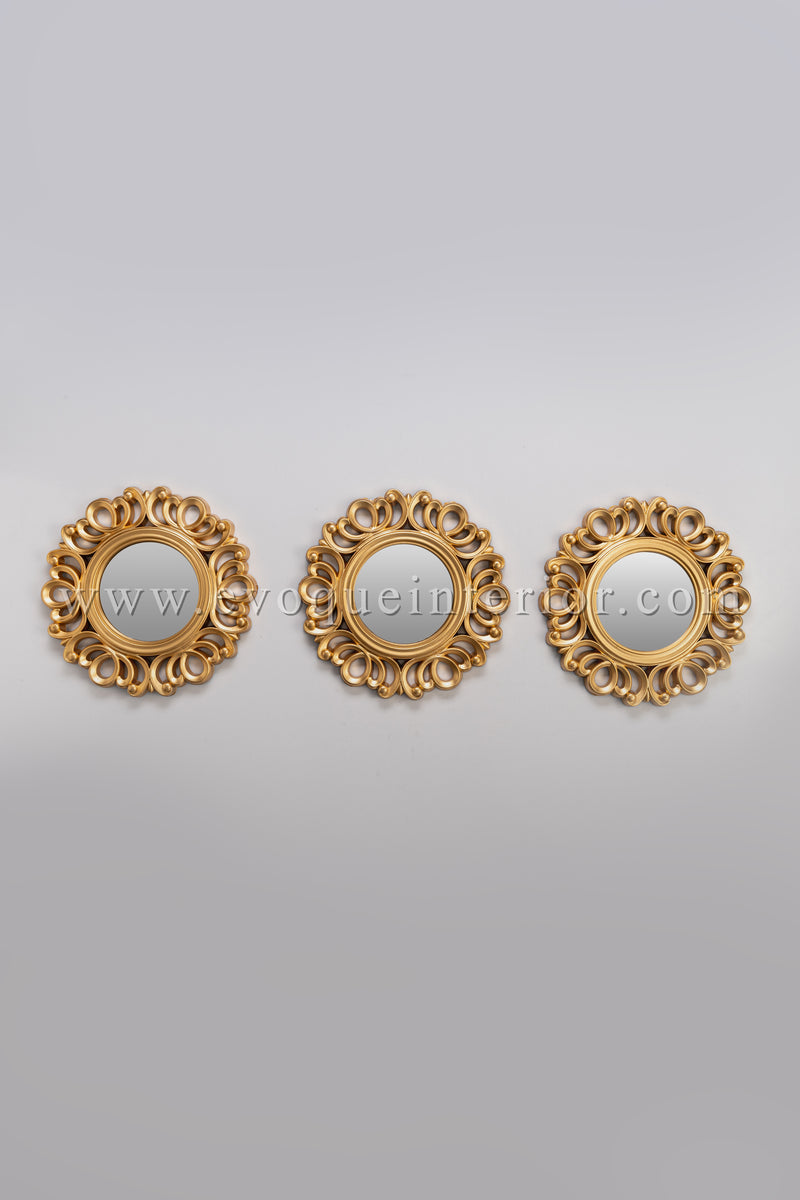3 Baroque Style Gold Wall Mirrors