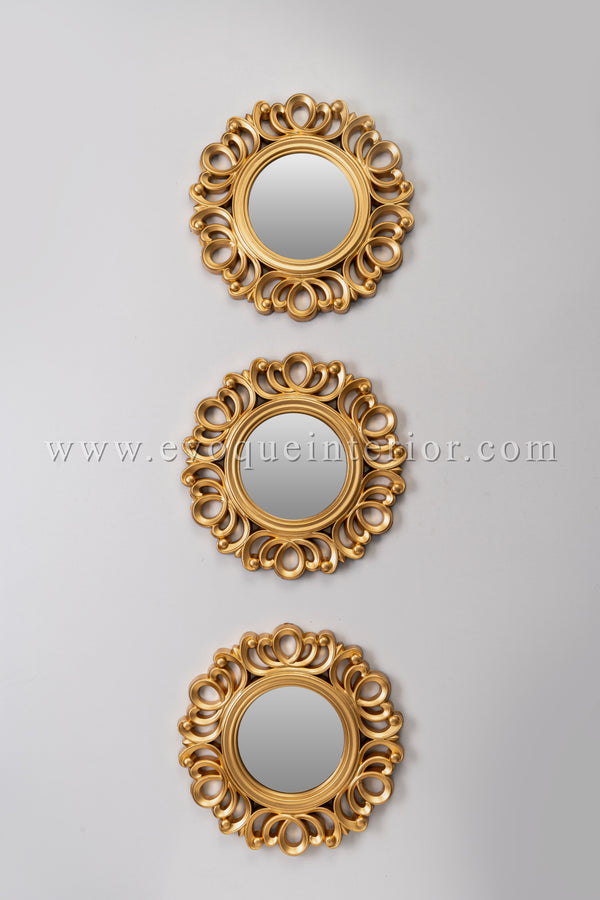 3 Baroque Style Gold Wall Mirrors