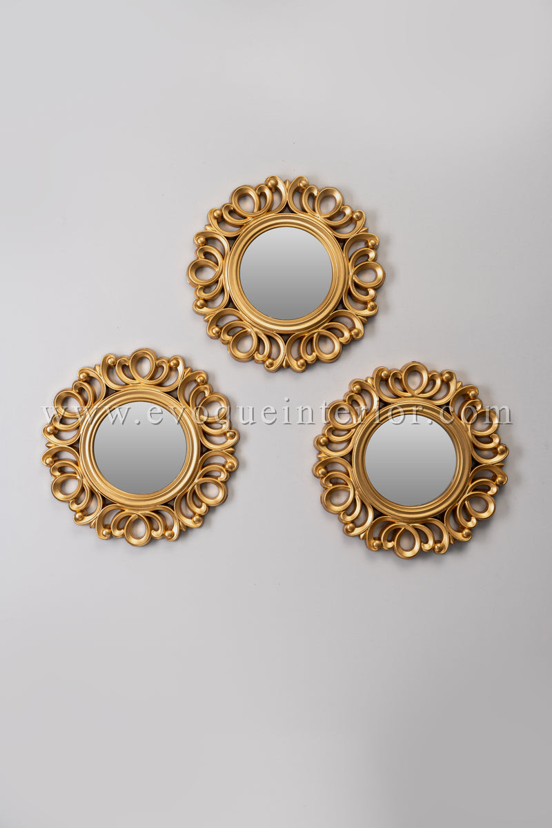 3 Baroque Style Gold Wall Mirrors