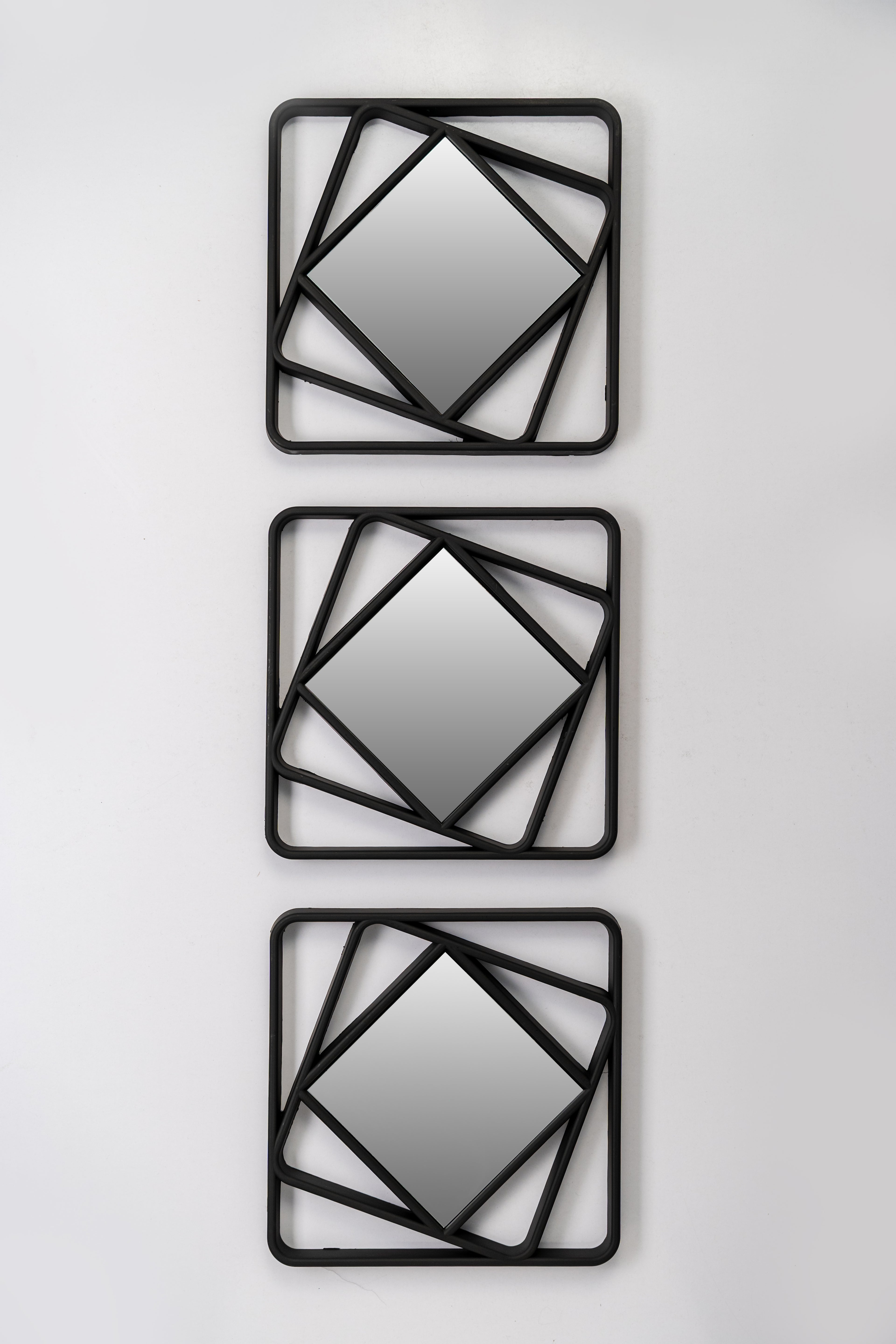 3 Geometric Black Wall Mirrors-WM5