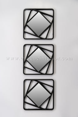 3 Geometric Black Wall Mirrors
