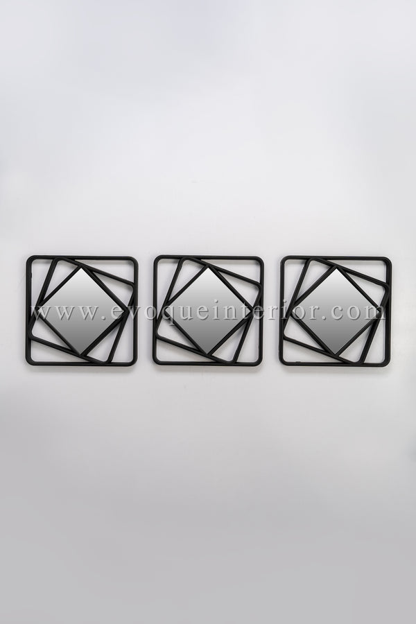 3 Geometric Black Wall Mirrors