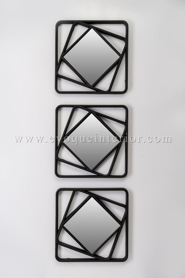 3 Geometric Black Wall Mirrors