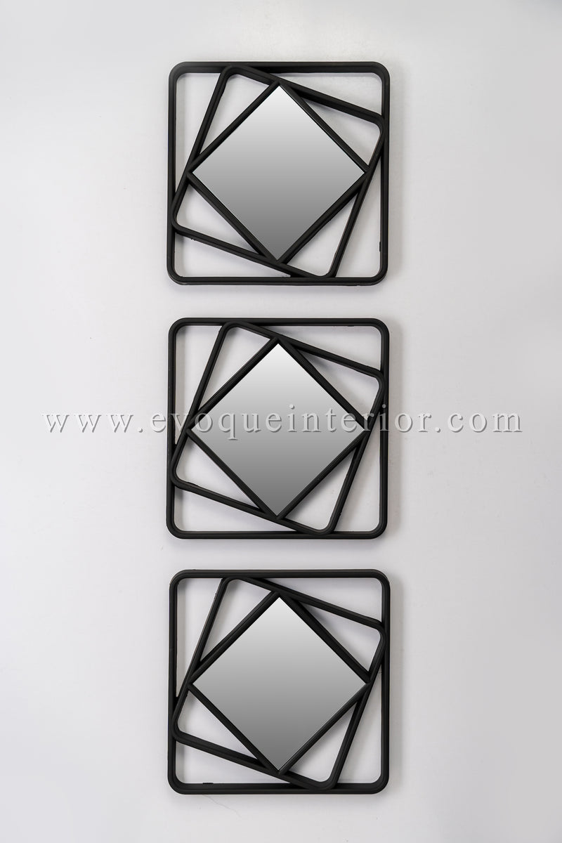 3 Geometric Black Wall Mirrors