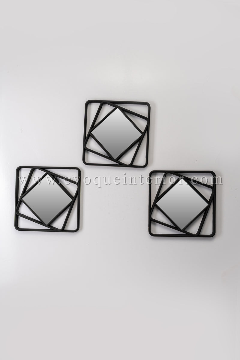 3 Geometric Black Wall Mirrors