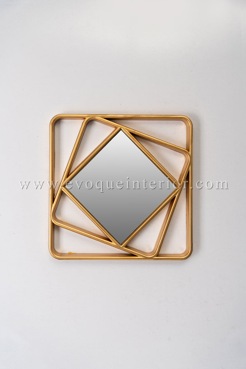 3 Geometric Gold Wall Mirrors