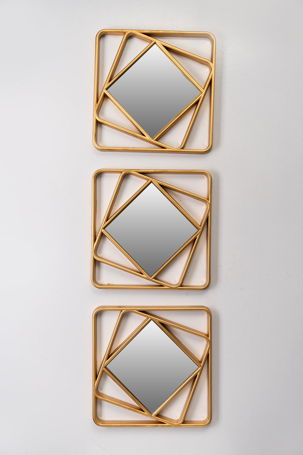 3 Geometric Gold Wall Mirrors-WM2
